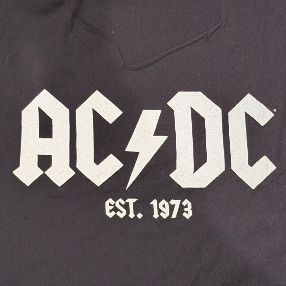 AC/DC Black Graphic Crop Tee with White Logo vintage band t-shirt